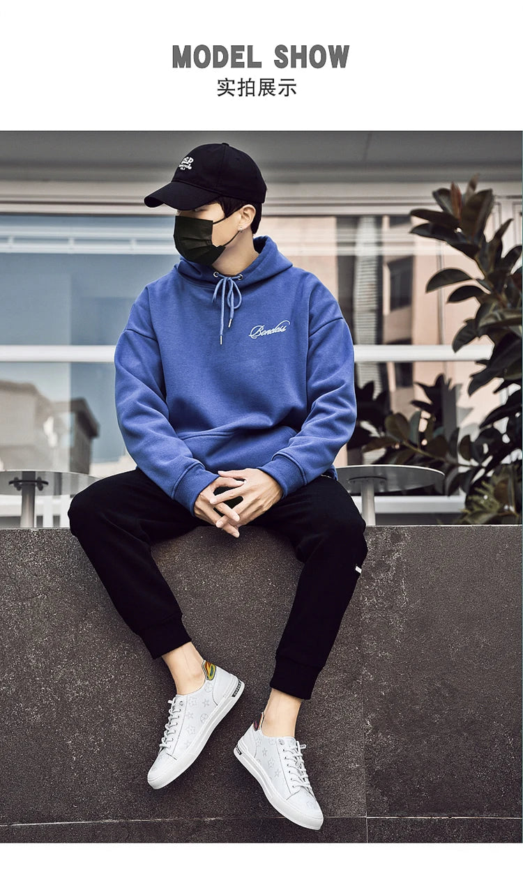 2025 Autumn Men's White Sneakers - Breathable Korean Street Style, Versatile Casual Shoes with Hong Kong Vibes