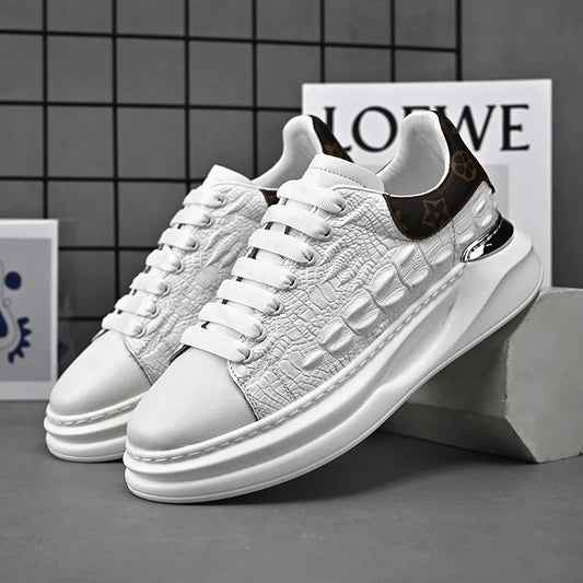 Men's Sneakers Genuine Leather Breathable Casual Shoes Light Anti Slip Walking Loafers Academy Style Board Shoes Tenis Masculino