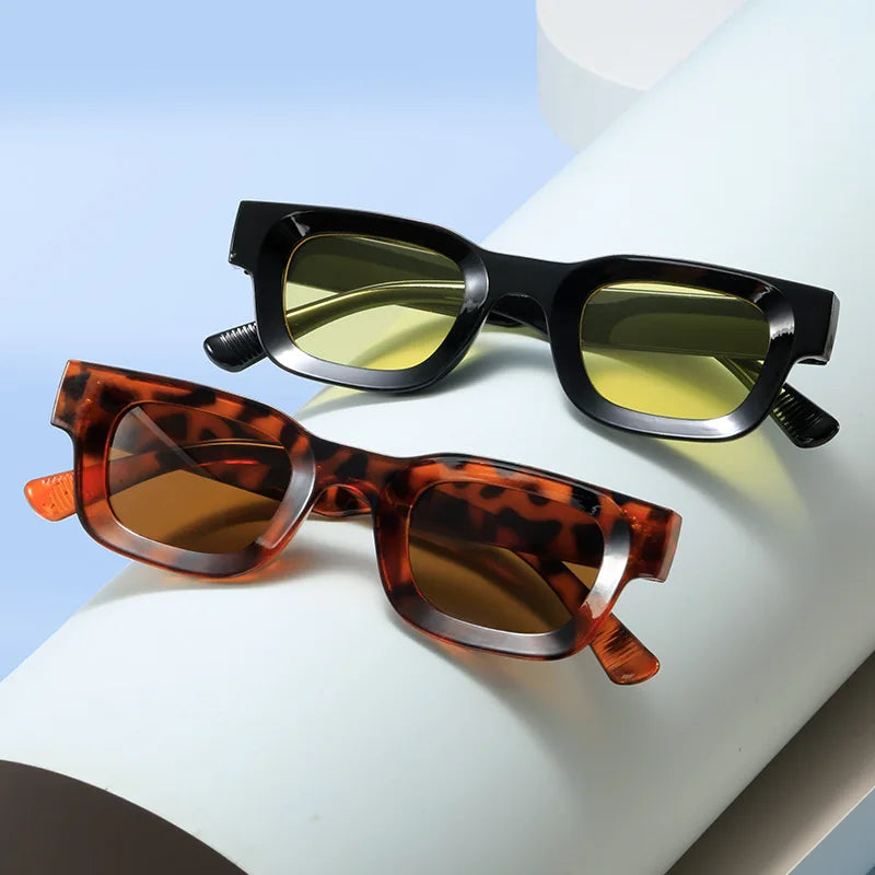 Small Sunglasses Rectangle Thick Frame Square Sun Glasses Men's Black Blue Ladies Sun Shades Uv400 Unisex Eyewears