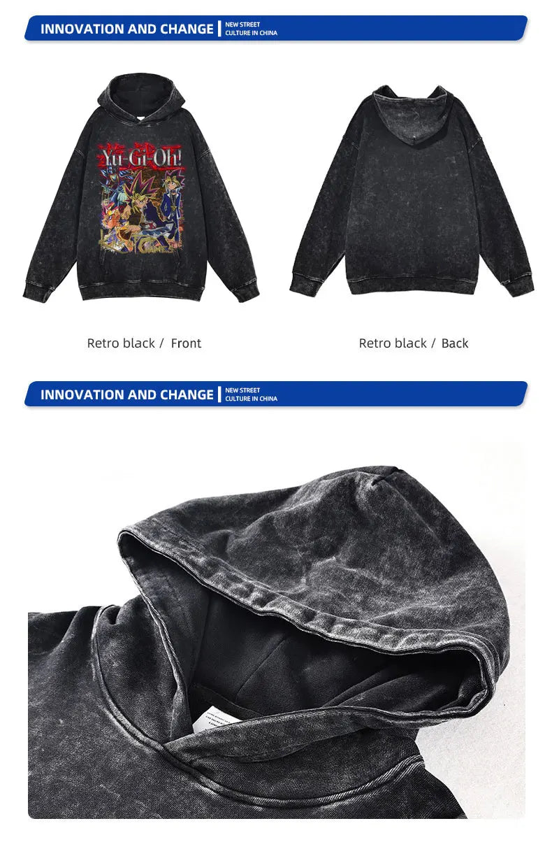 Anime Yu Gi Oh Hoodie Men Oversize Yugioh Hooded Sweatshirts Streetwear Pullover Hip Hop Retro Manga Yugi Muto Seto Kaiba Hoodie