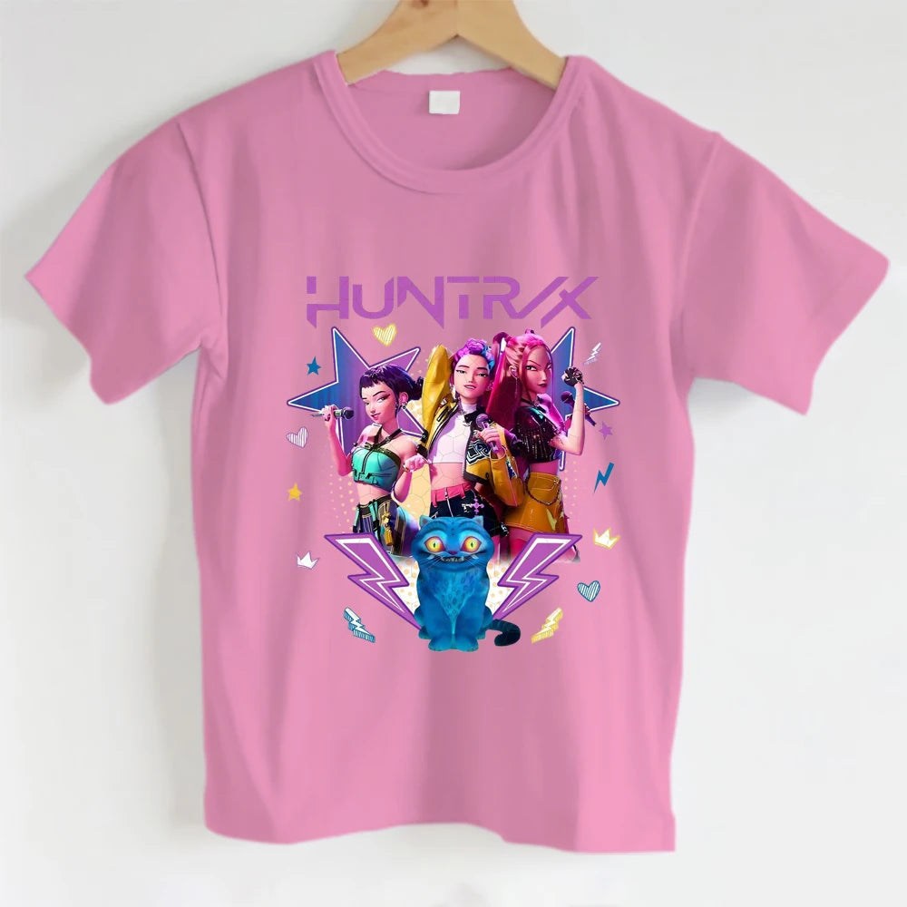KPOP girls' group girls T-shirt, 100% cotton short-sleeved round neck T-shirt, 3-14Y girls summer T-shirt