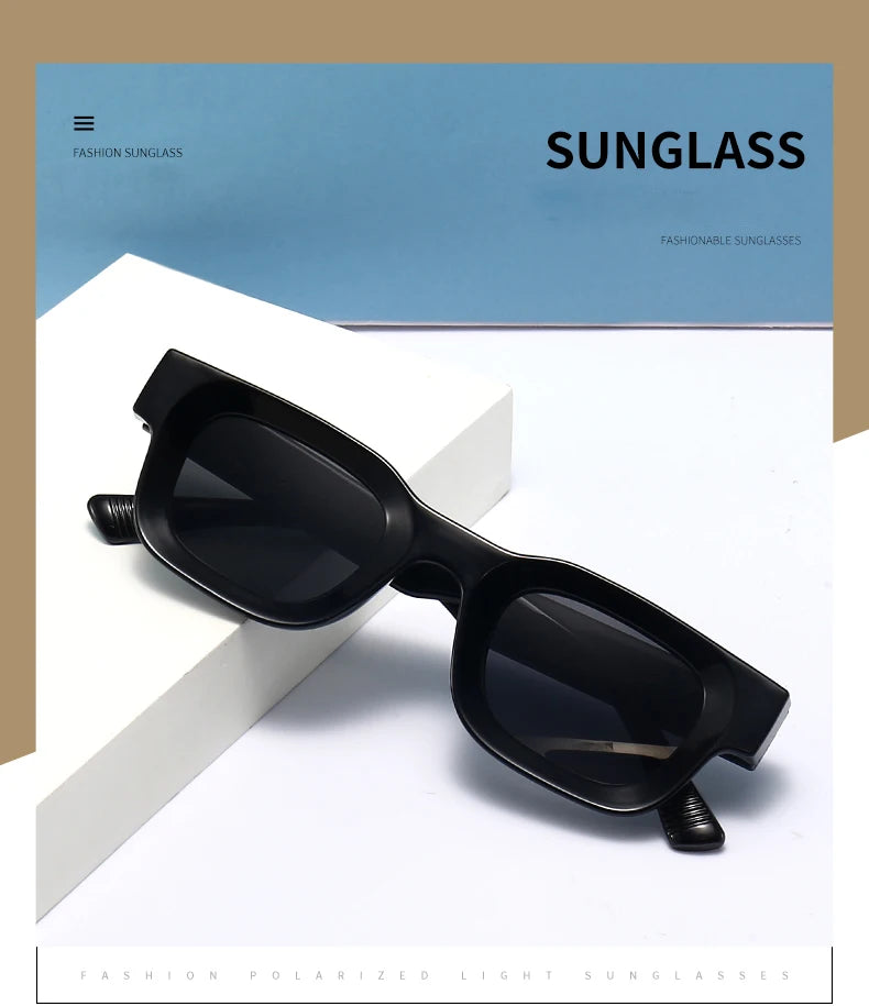 Small Sunglasses Rectangle Thick Frame Square Sun Glasses Men's Black Blue Ladies Sun Shades Uv400 Unisex Eyewears