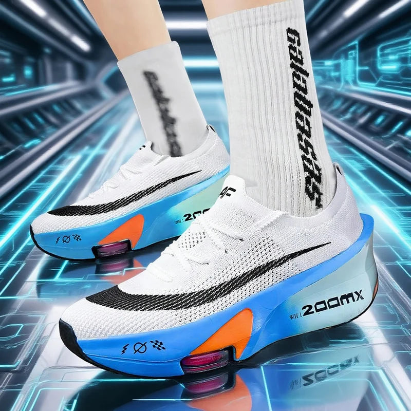 Men Running Shoes Carbon Plate Speciality Marathon Sports Breathable Lightweight Women's Comfortable Nonskid Leisure Sneakers