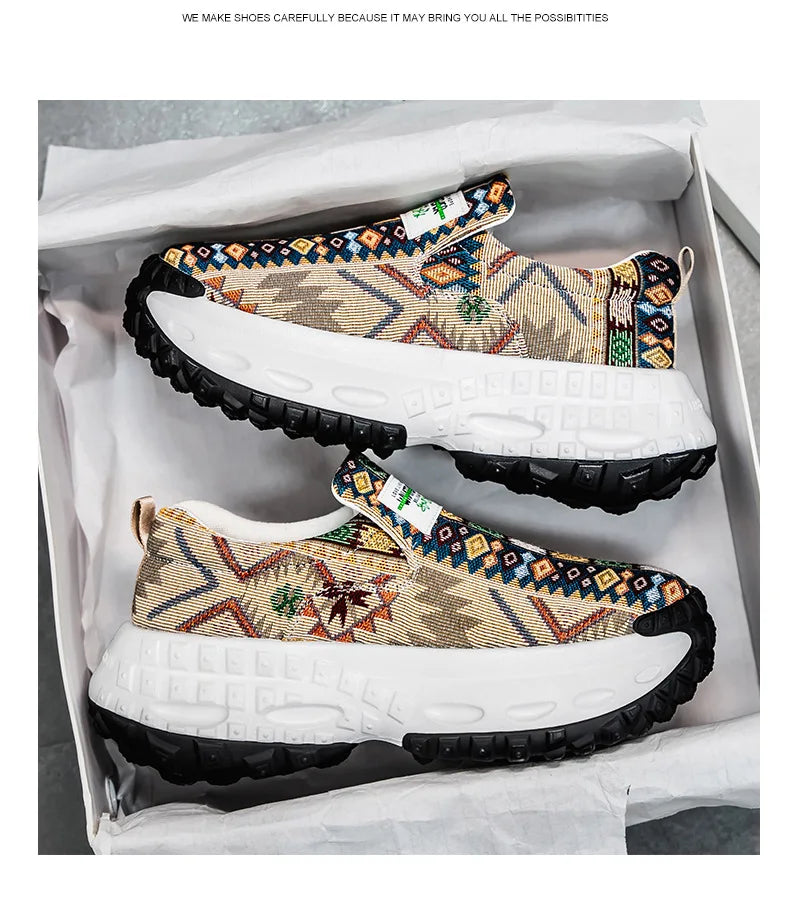 Man Plus Size  for Men 2025 Wedges Platform Sneakers Fashion Weave Hollow Ladies Loafers Slip-on Casual Shoes