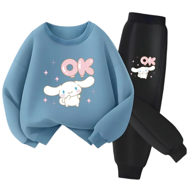 Spring New Style Boys Casual Hoodies Long Pant Two Piece Sets Cinnamoroll Printed Kids Sweatsuits Girls Pullover Set 2025