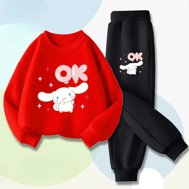 Spring New Style Boys Casual Hoodies Long Pant Two Piece Sets Cinnamoroll Printed Kids Sweatsuits Girls Pullover Set 2025