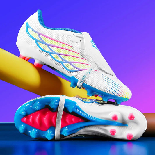 Youth Football Shoes with Long Spikes, Tongue-Less Laces, Ultra-High-End Natural Grass Special Football Shoes