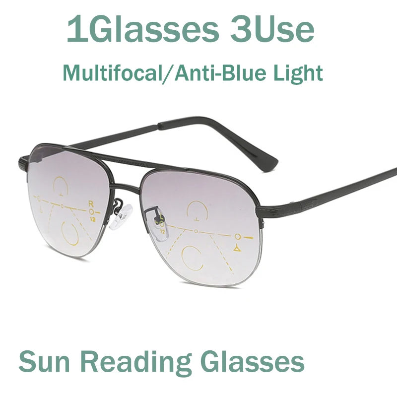 Sun Multi-focal Progressive Reading Glasses Men Women Anti Blue Ray Presbyopic Glasses Computer Optical Far Near Eyeglass
