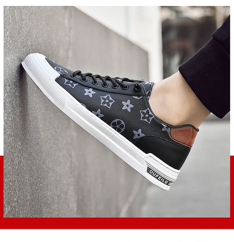 2025 Autumn Men's White Sneakers - Breathable Korean Street Style, Versatile Casual Shoes with Hong Kong Vibes