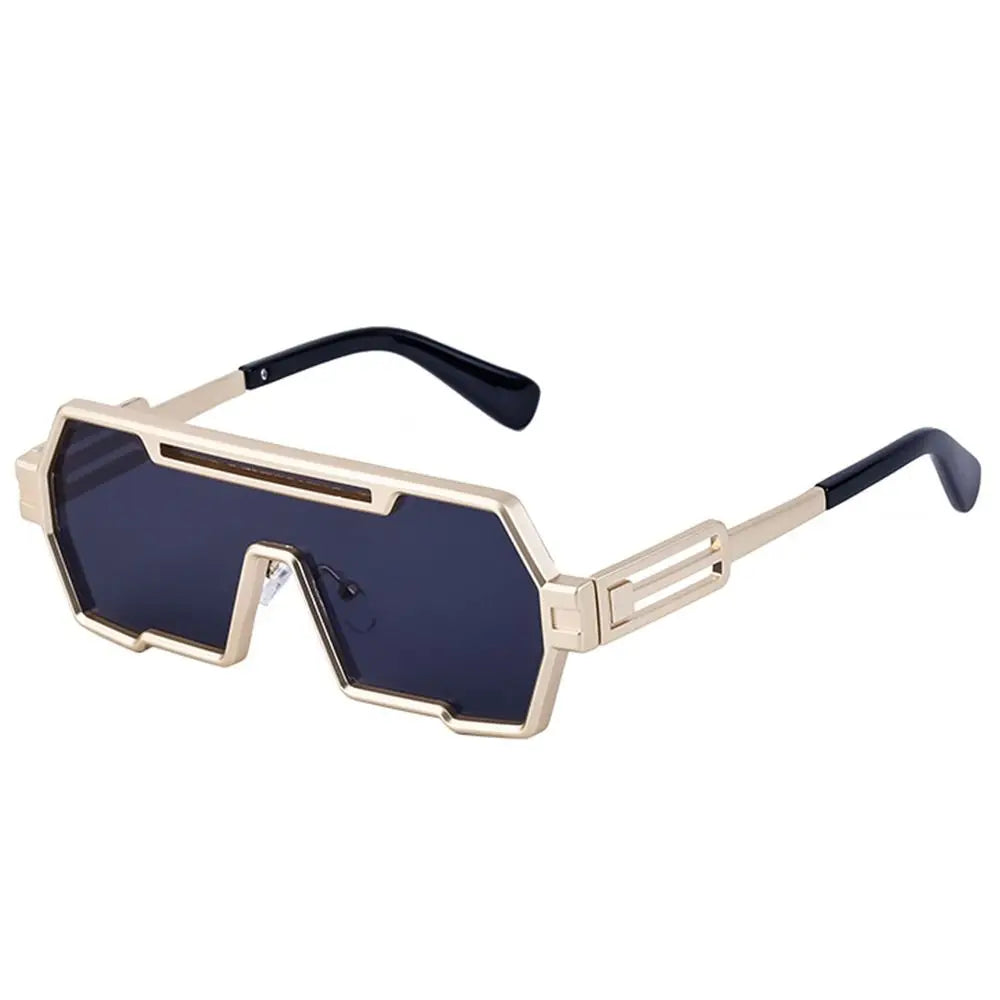 Metal Steampunk Sunglasses Trendy Punk UV400 Protection Shades Big Frame Irregular Square Sun Glasses for Men