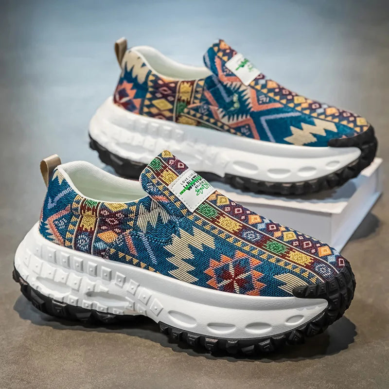 Man Plus Size  for Men 2025 Wedges Platform Sneakers Fashion Weave Hollow Ladies Loafers Slip-on Casual Shoes