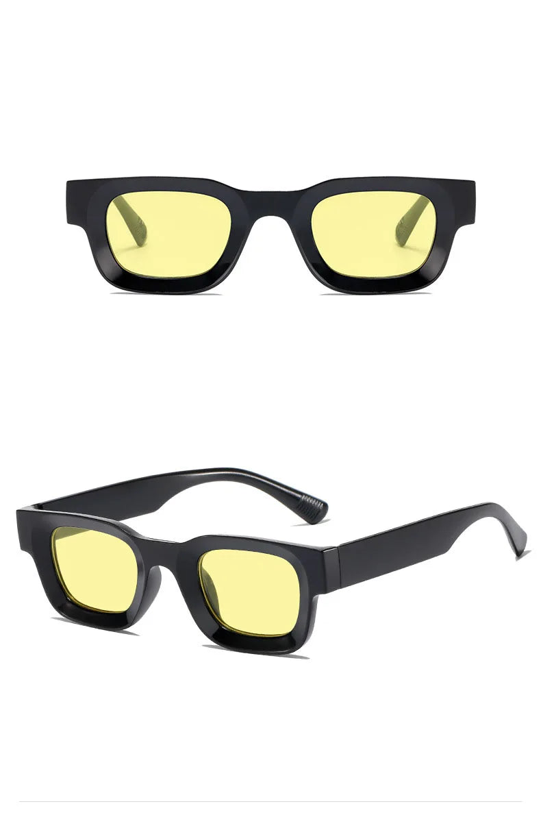 Small Sunglasses Rectangle Thick Frame Square Sun Glasses Men's Black Blue Ladies Sun Shades Uv400 Unisex Eyewears