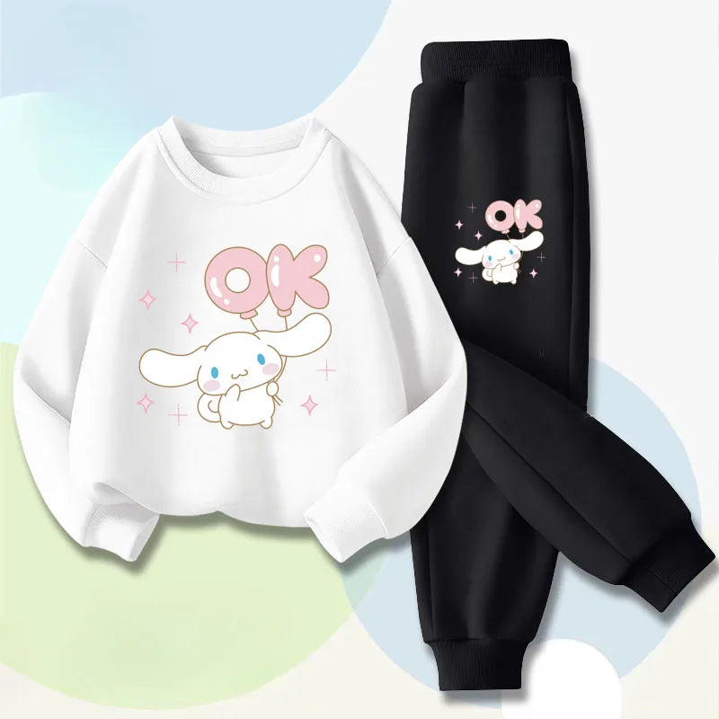 Spring New Style Boys Casual Hoodies Long Pant Two Piece Sets Cinnamoroll Printed Kids Sweatsuits Girls Pullover Set 2025