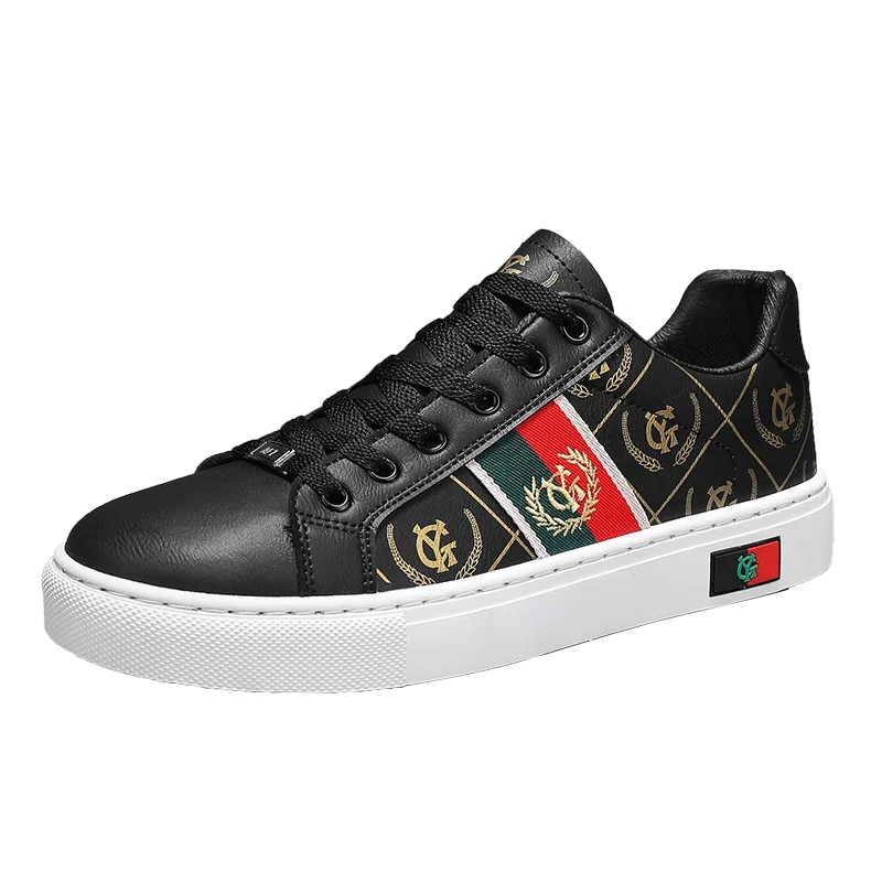 Sneakers Casual Men Designer Punk Golden Board Shoes Fashion Microfiber Leather Upper Height Increased Flat Platform Sport Shoes