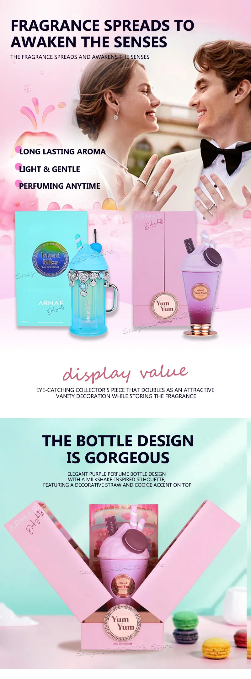 100ML Original Arabian Perfume Armaf Delights Yum Yum Eau de Parfum For Women Armaf Island Bliss For Men Luxury Brand Perfume
