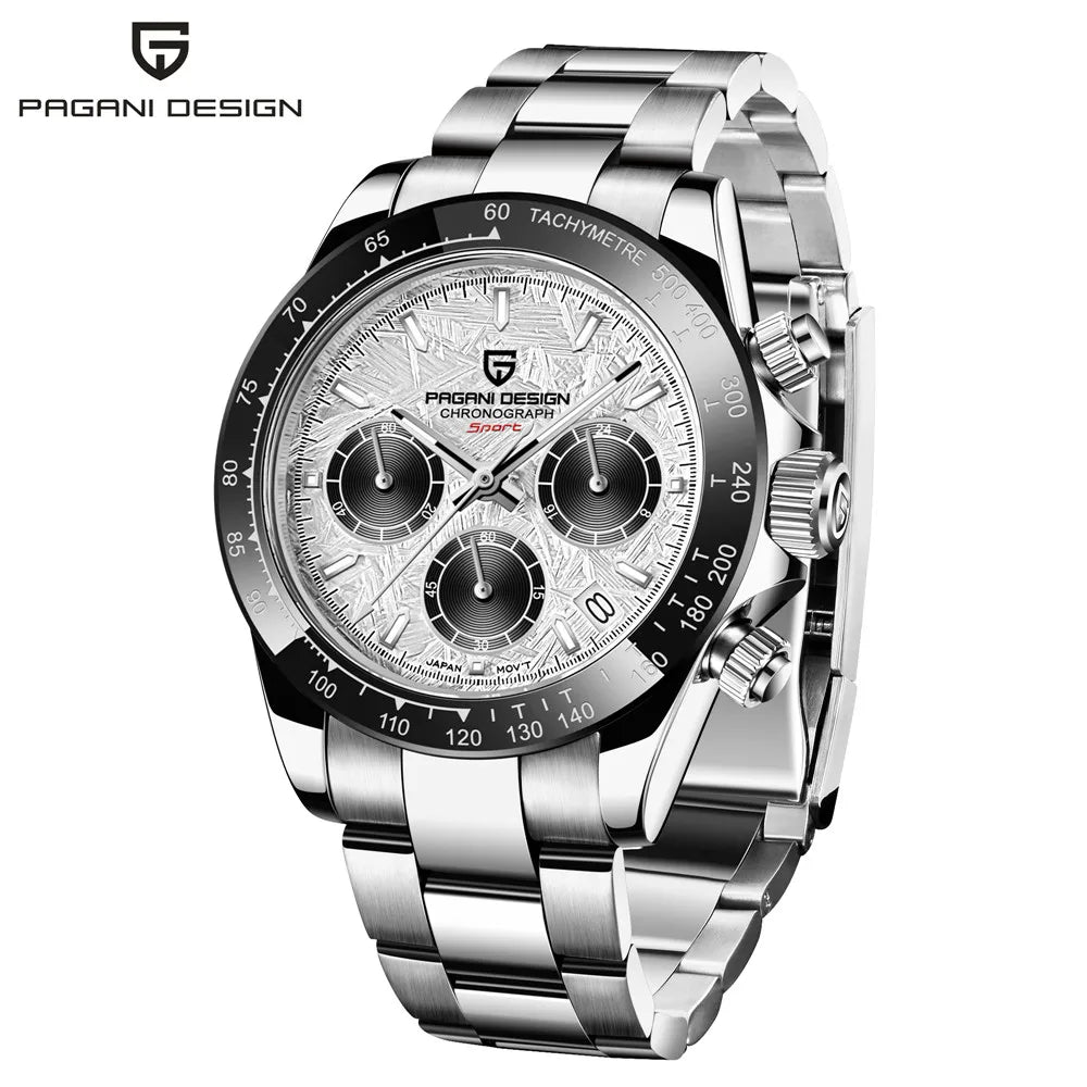 PAGANI DESIGN 2025 NEW Ice Blue Dial Mens Watches Luxury Rose Gold Quartz Watch For Men Sport Chronograph Sapphire crystal Watch