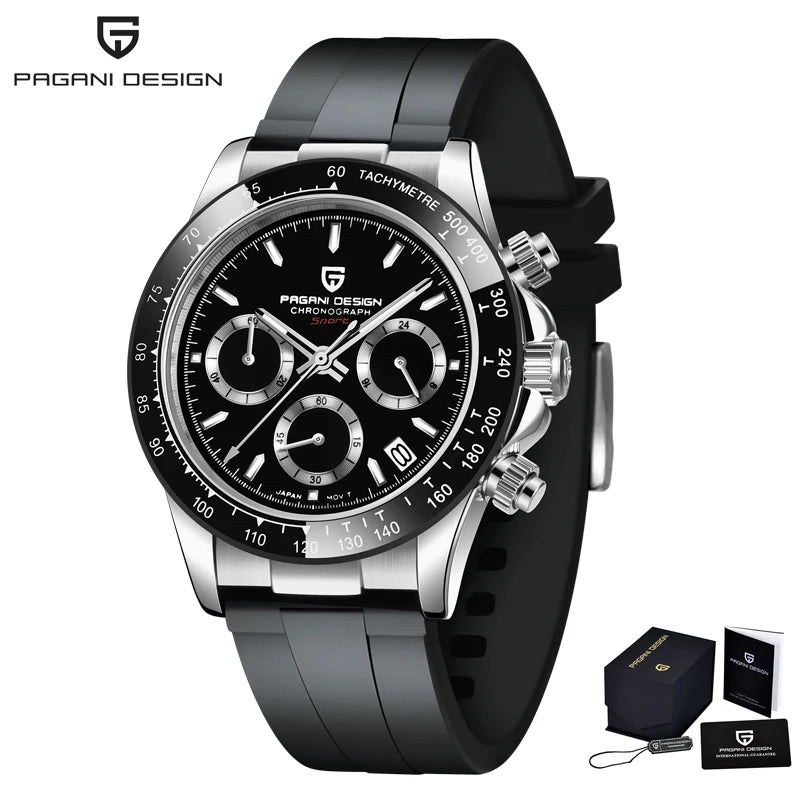 PAGANI DESIGN 2025 NEW Ice Blue Dial Mens Watches Luxury Rose Gold Quartz Watch For Men Sport Chronograph Sapphire crystal Watch