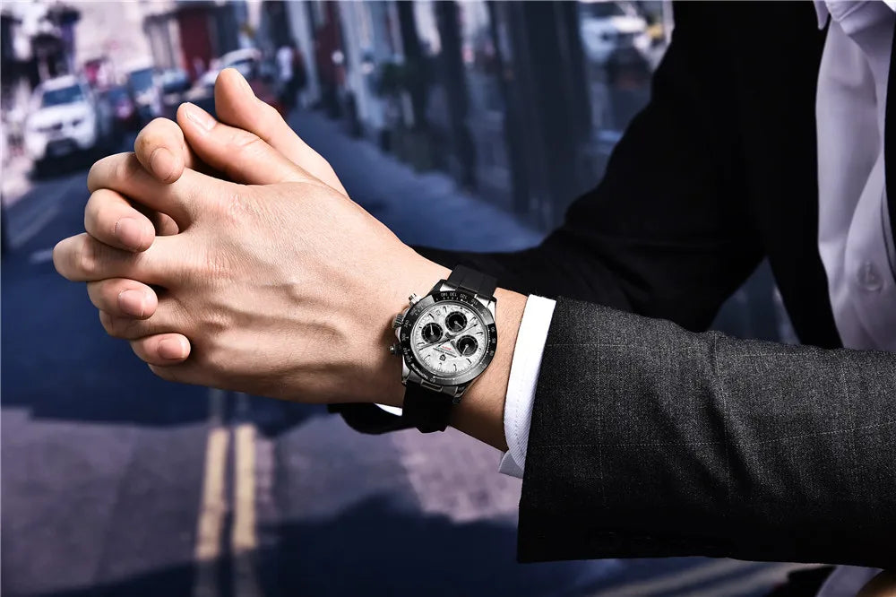 PAGANI DESIGN 2025 NEW Ice Blue Dial Mens Watches Luxury Rose Gold Quartz Watch For Men Sport Chronograph Sapphire crystal Watch