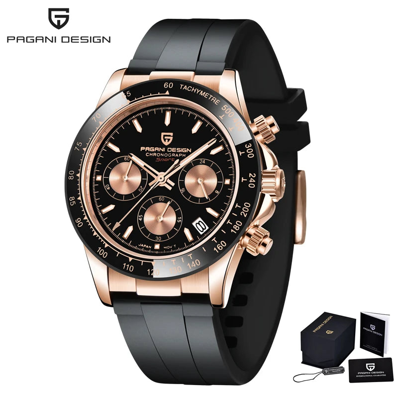 PAGANI DESIGN 2025 NEW 1664 Meteorite Dial Men's Watches Luxury Sapphire Quartz watch for men Sport Chronograph men Reloj Hombre