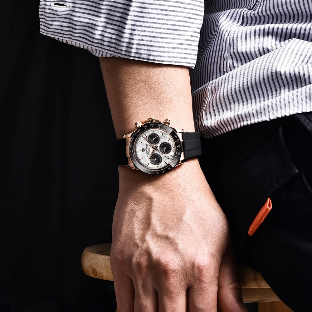 PAGANI DESIGN 2025 NEW 1664 Meteorite Dial Men's Watches Luxury Sapphire Quartz watch for men Sport Chronograph men Reloj Hombre