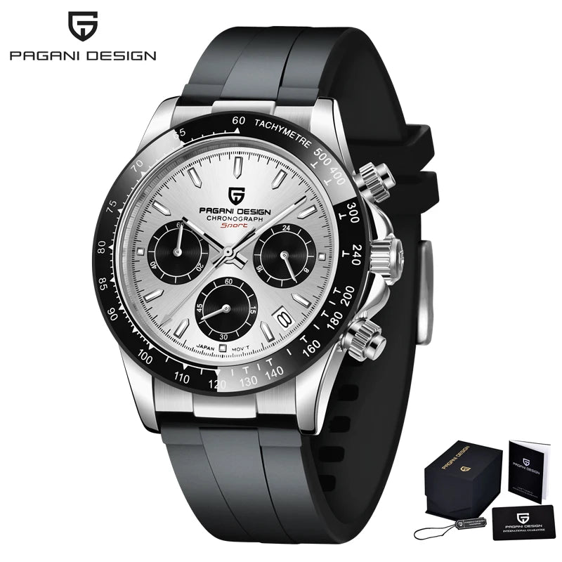 PAGANI DESIGN 2025 NEW Ice Blue Dial Mens Watches Luxury Rose Gold Quartz Watch For Men Sport Chronograph Sapphire crystal Watch