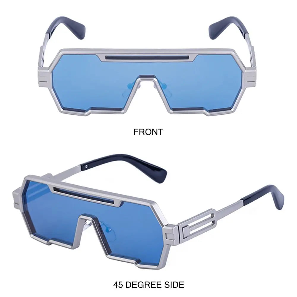 Metal Steampunk Sunglasses Trendy Punk UV400 Protection Shades Big Frame Irregular Square Sun Glasses for Men