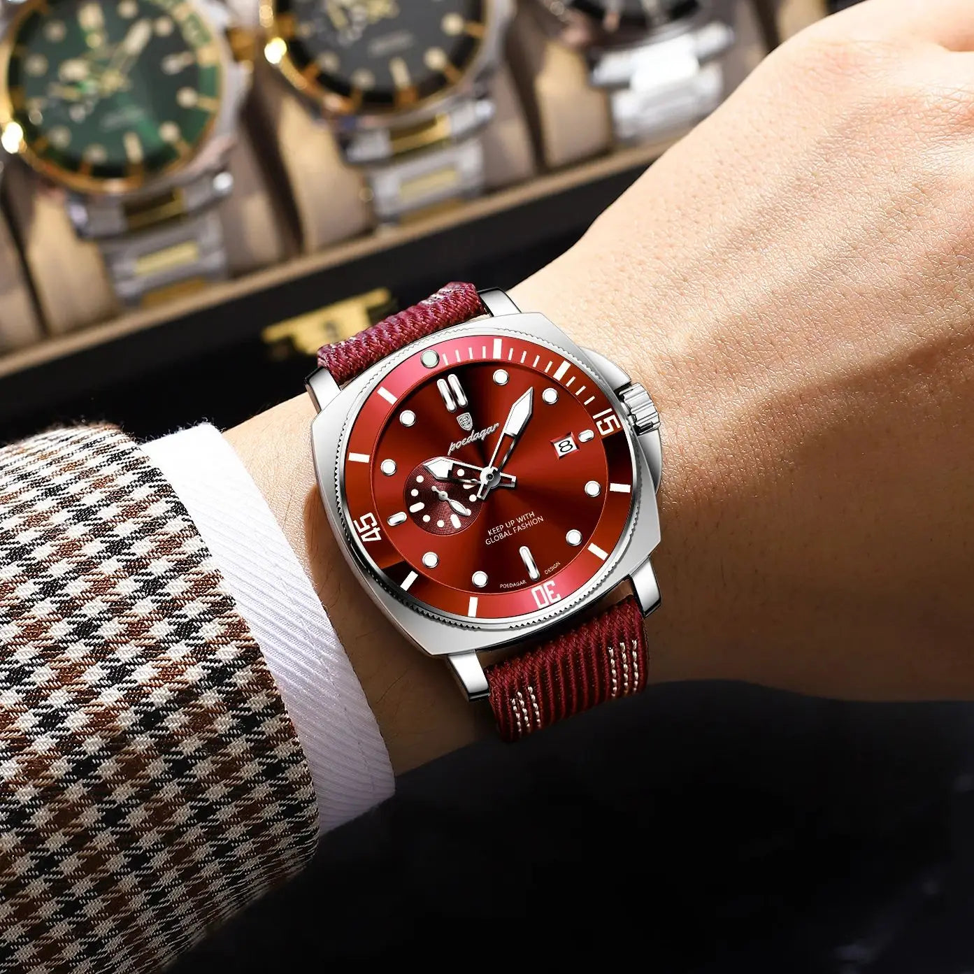 POEDAGAR Luxury Fashion Man Watch Luminous Waterproof Date Sport Watches For Men Nylon Leather Quartz Business Men's Clock Reloj