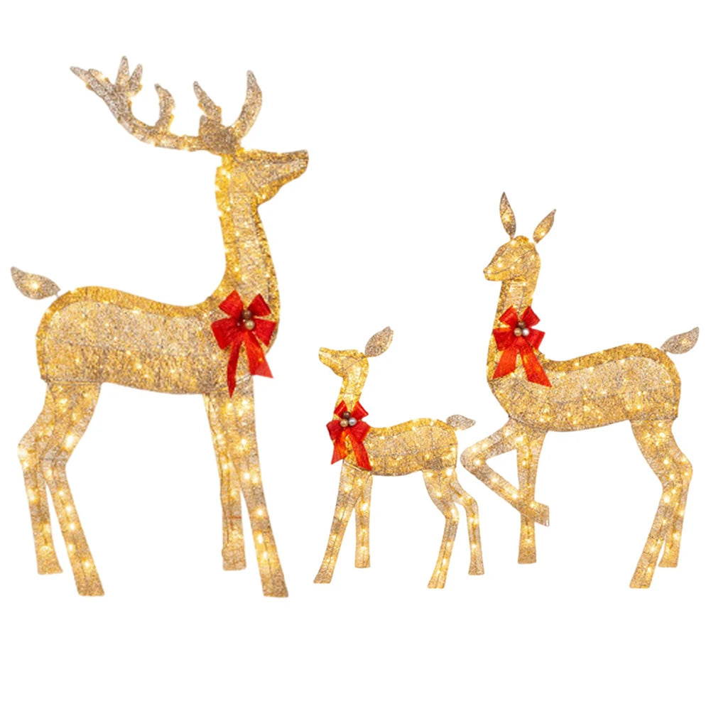 Christmas Deer Decoration with Light Lighted Cute Reindeer Xmas Decor Elk Luminous Sculptures for Yard Patio Lawn Garden Party
