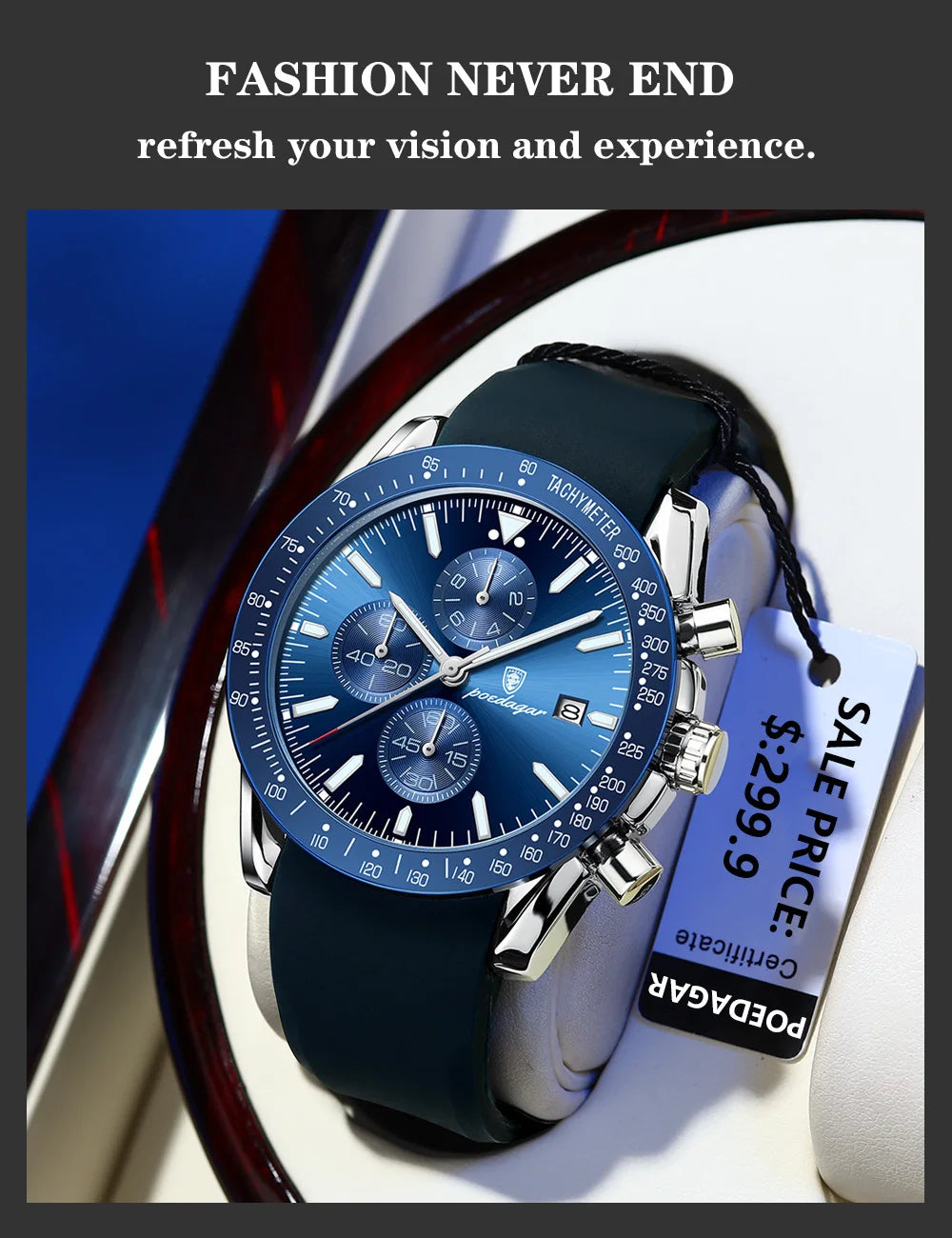 POEDAGAR Top Brand Men Watch Waterproof Luminous Date Chronograph Men's Quartz Wristwatch High Quality Sport Leather Man Watches