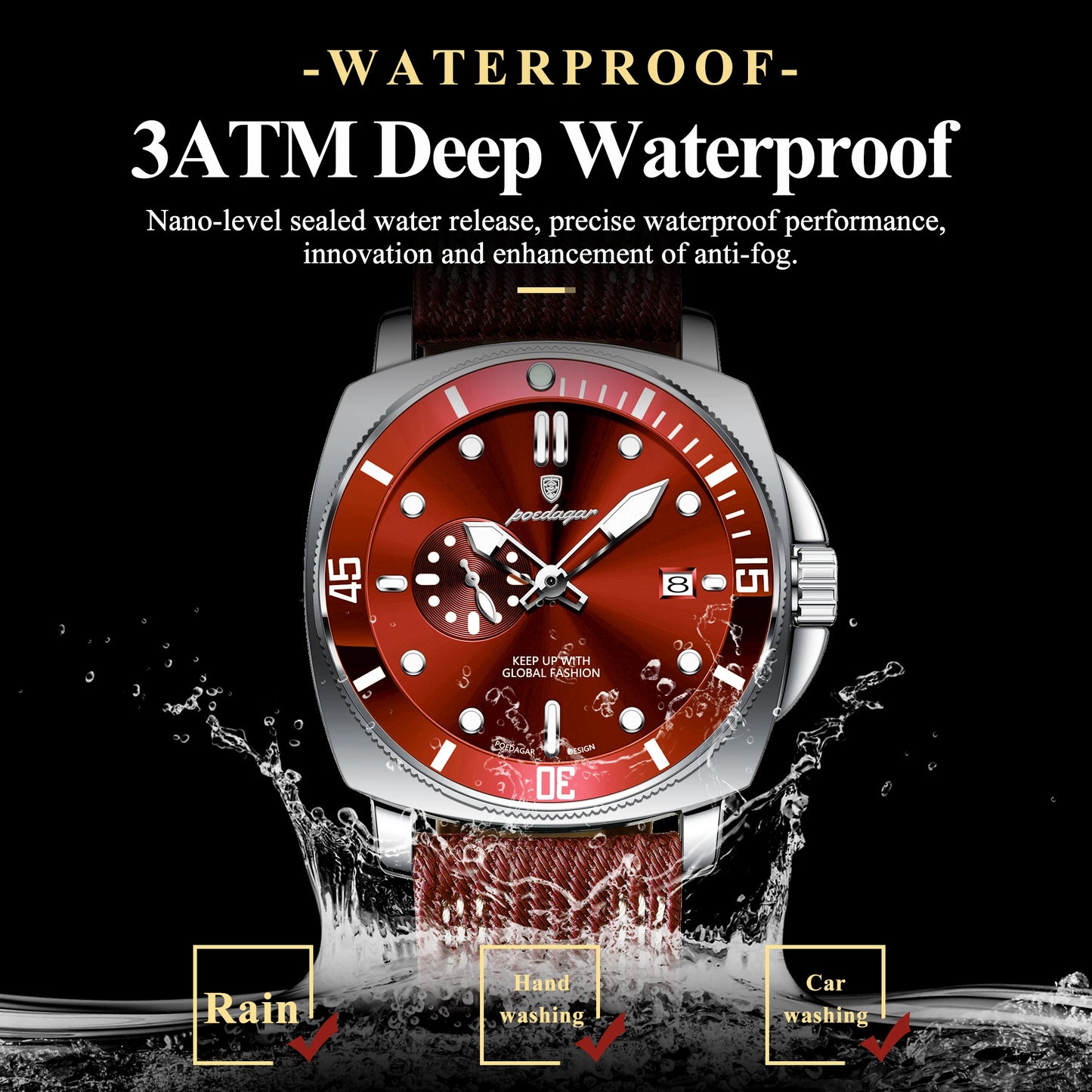 POEDAGAR Luxury Fashion Man Watch Luminous Waterproof Date Sport Watches For Men Nylon Leather Quartz Business Men's Clock Reloj