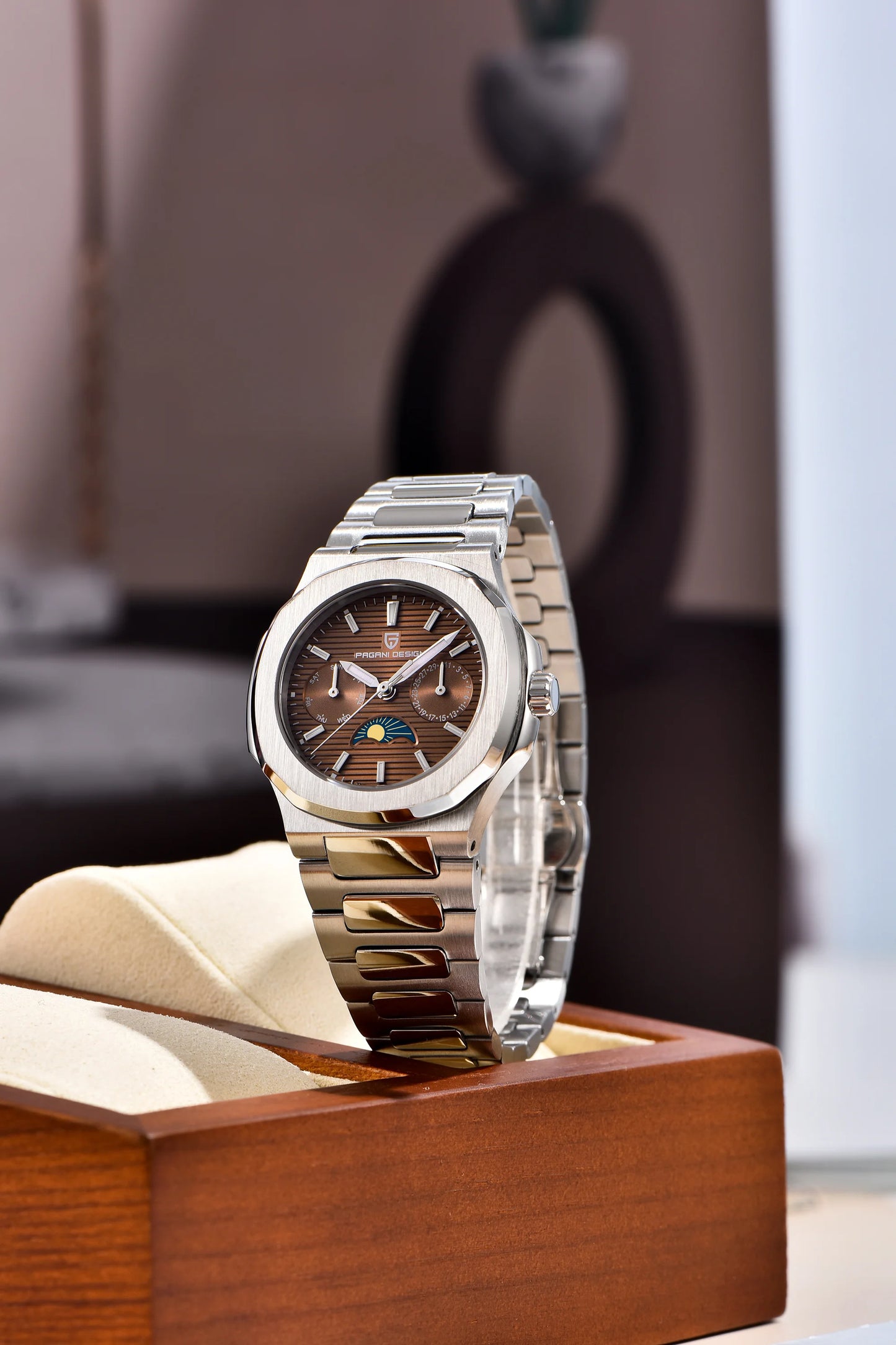 PAGANI DESIGN 2025 New Luxury Quartz Watches For Men Multifunctional Chronograph Moon phase Automatic Date Week Wristwatch Women