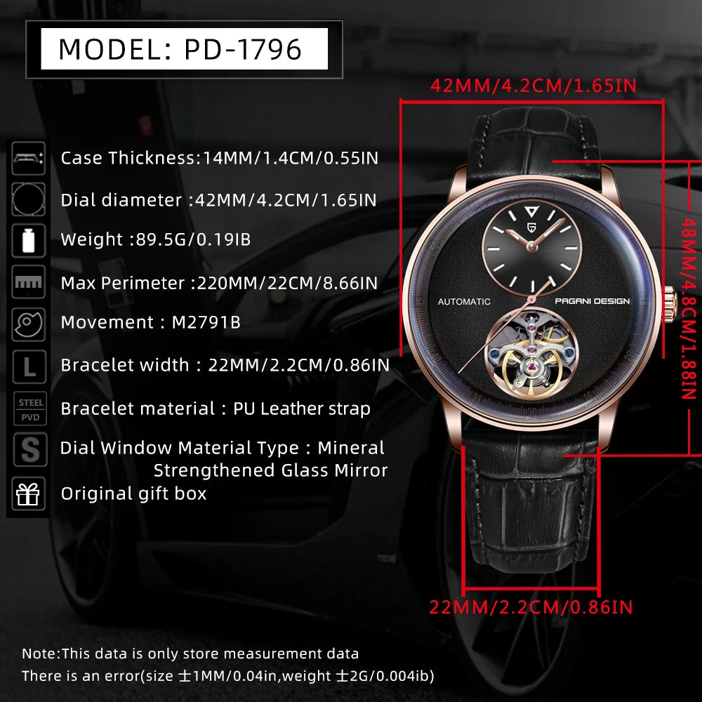 2025 New PAGANI DESIGN 42MM Men's Mechanical Watches Luxury Business Waterproof 10Bar Stainless Steel Automatic Watch for Men