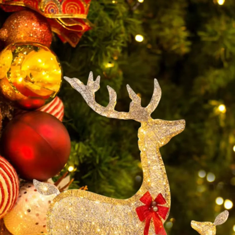 Christmas Deer Decoration with Light Lighted Cute Reindeer Xmas Decor Elk Luminous Sculptures for Yard Patio Lawn Garden Party