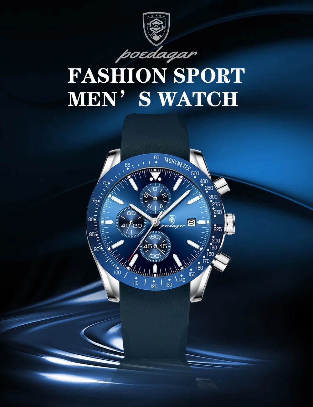 POEDAGAR Top Brand Men Watch Waterproof Luminous Date Chronograph Men's Quartz Wristwatch High Quality Sport Leather Man Watches