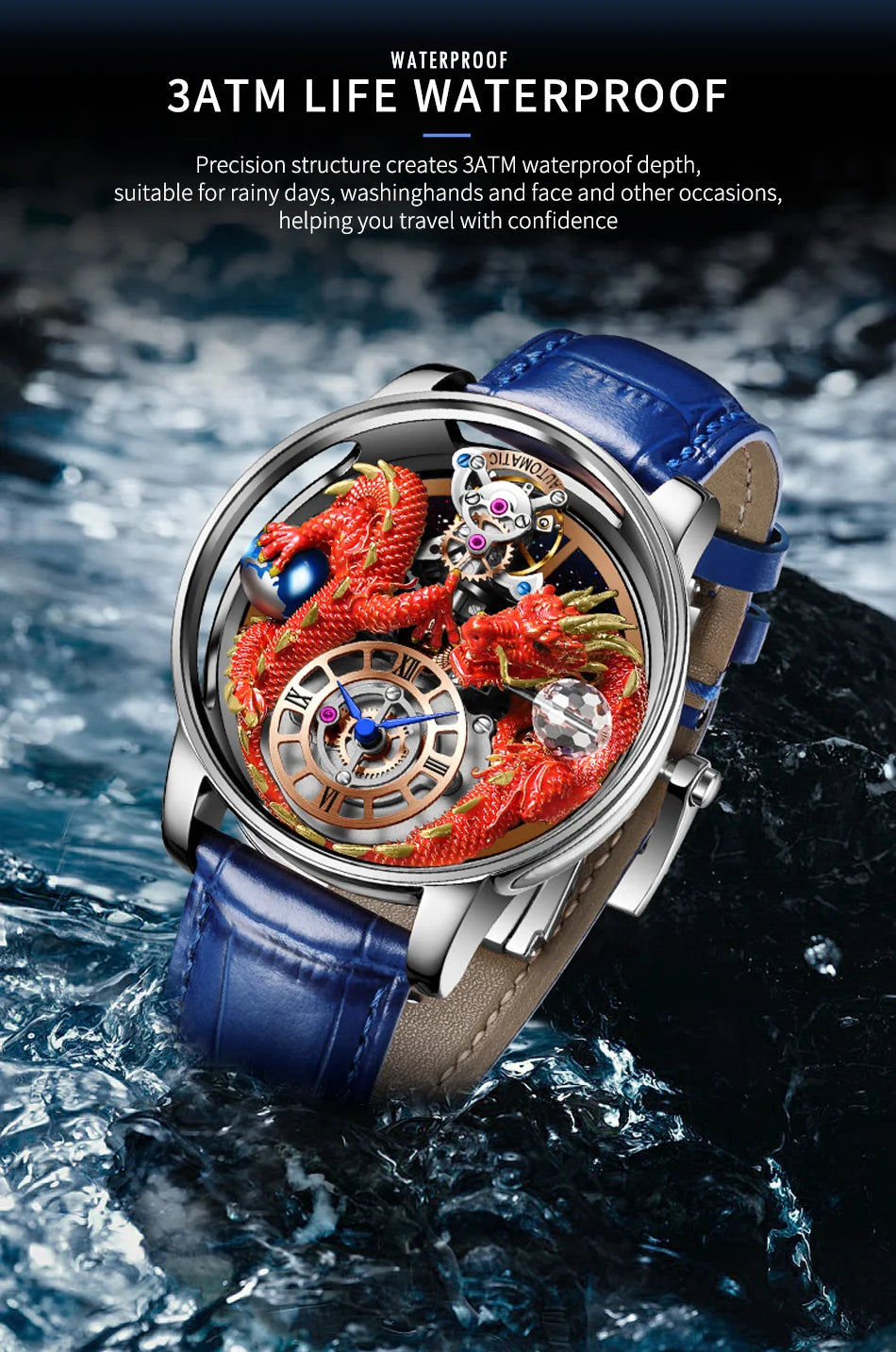 PINDU New Watchmakings House of Dragons Astronomia Art 3D Gold Dragon Astronomia Quartz Watch Men Astronomia Solar Montre Homme