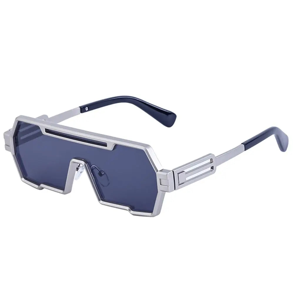 Metal Steampunk Sunglasses Trendy Punk UV400 Protection Shades Big Frame Irregular Square Sun Glasses for Men
