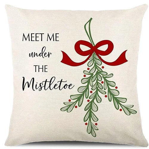 Christmas Magic: Merry Christmas, Joy to the World, Let it Snow, Meet Me under the Mistletoe Pillow Covers New Year decoration