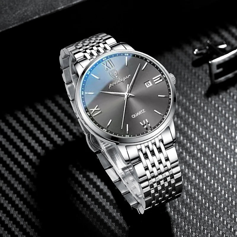 POEDAGAR Luxury Casual Men's Wristwatch Waterproof Date Man Watch High Quality  Stainless Steel Sports Quartz Men Watches Reloj