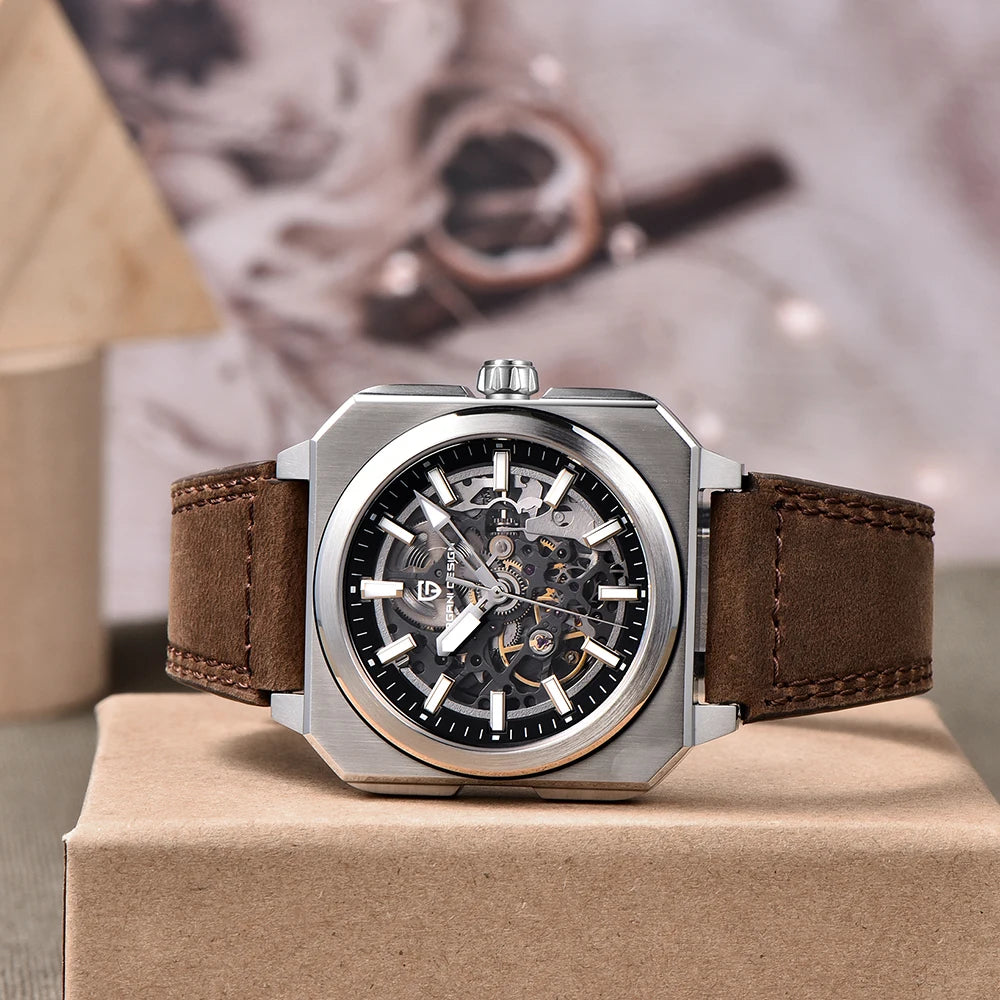 Pagani Design 2024 new 38mm block flywheel luminous hollow dial 50m waterproof casual men's mechanical automatic watch