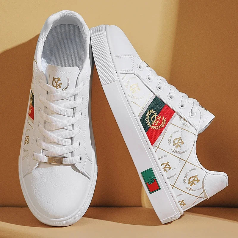 Sneakers Casual Men Designer Punk Golden Board Shoes Fashion Microfiber Leather Upper Height Increased Flat Platform Sport Shoes