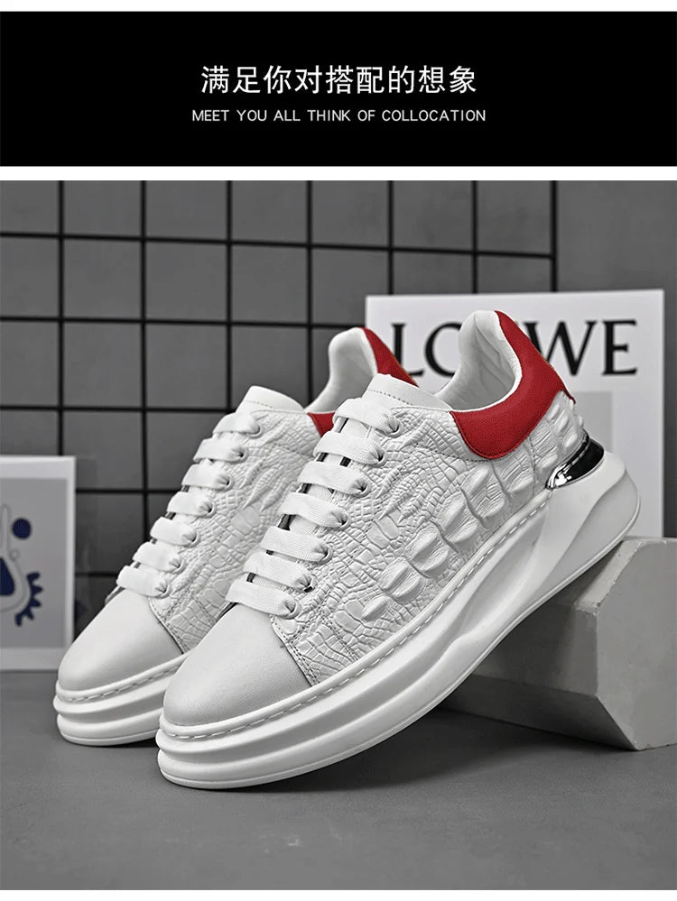 Men's Sneakers Genuine Leather Breathable Casual Shoes Light Anti Slip Walking Loafers Academy Style Board Shoes Tenis Masculino