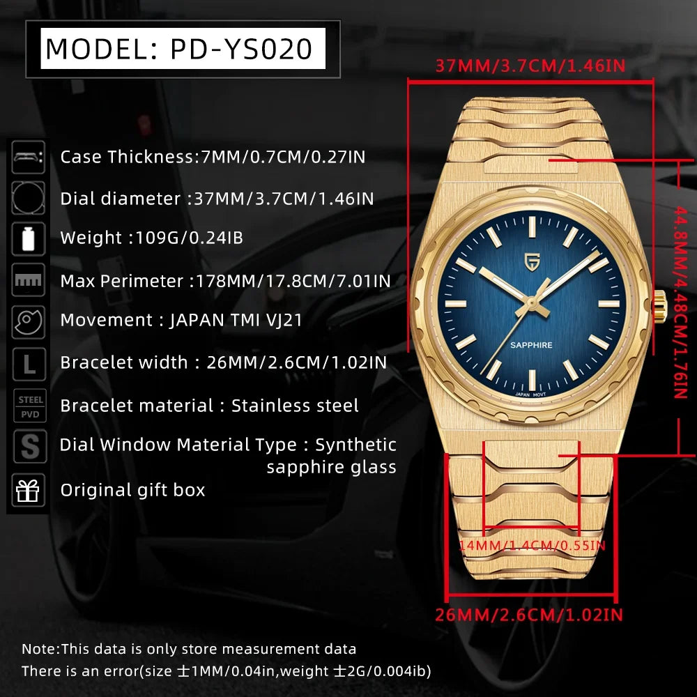 PAGANI DESIGN 2025 New Thin 7mm Fashion Men's Quartz Watch 10Bar Waterproof Stainless Steel Sapphire C3 Upgrade V2 reloj hombre