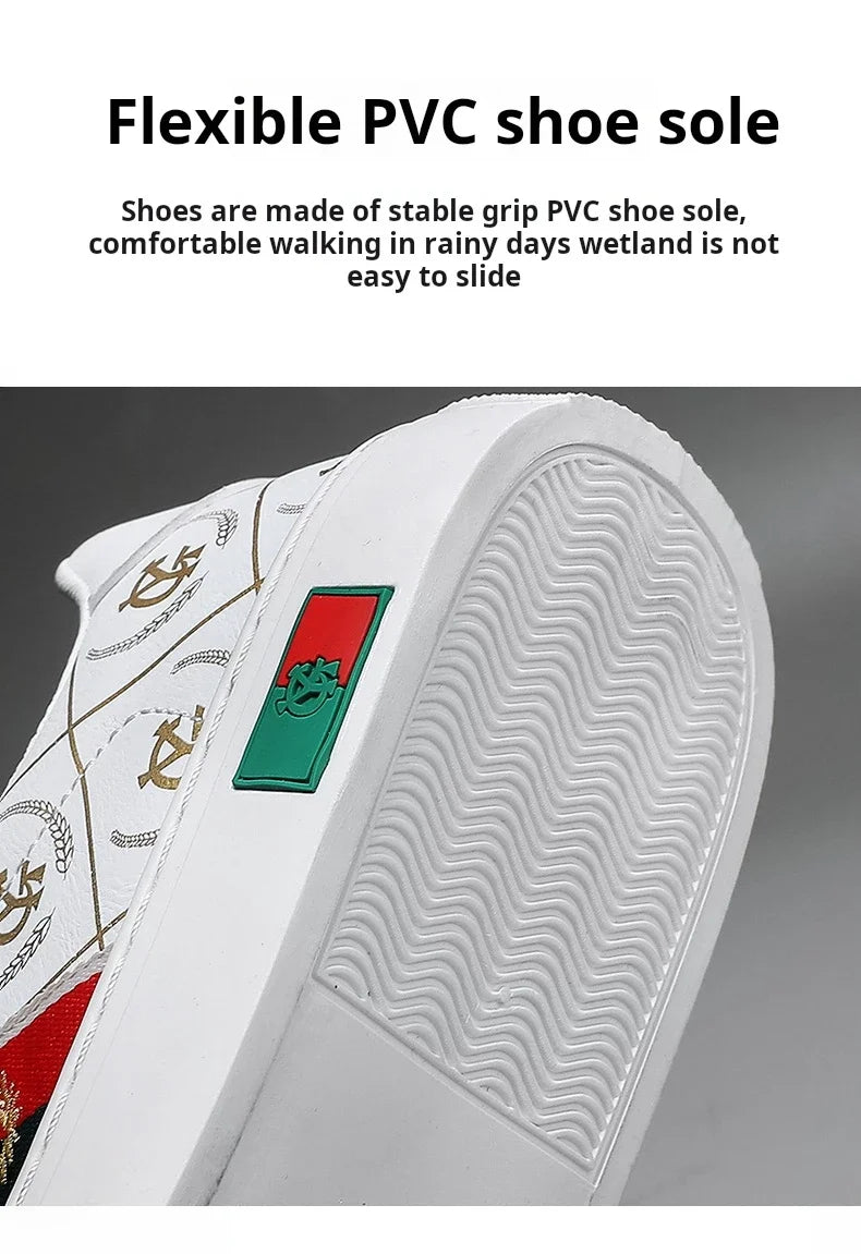 Sneakers Casual Men Designer Punk Golden Board Shoes Fashion Microfiber Leather Upper Height Increased Flat Platform Sport Shoes