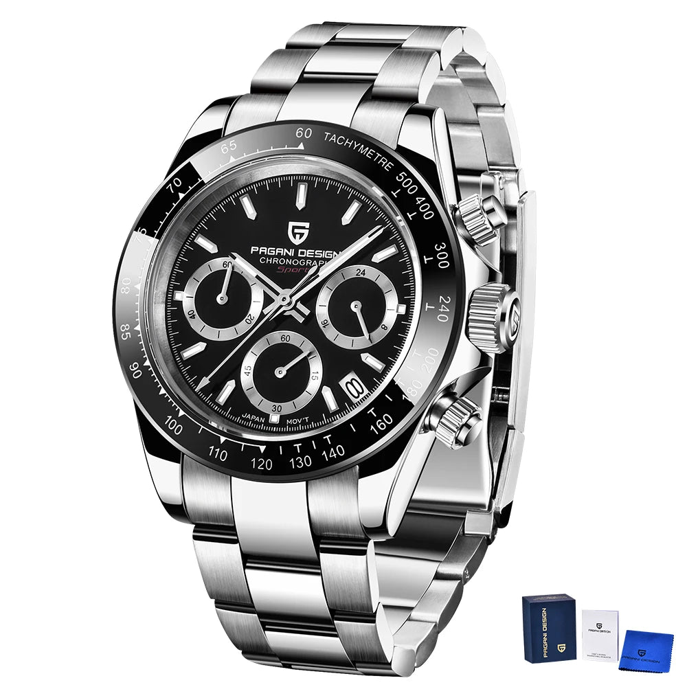 PAGANI DESIGN 2025 New Gold 1644 Men's Watches Top Brand Luxury Mens Quartz Wrist Watch Men Watch Men Sport Chronograph+Gift Box