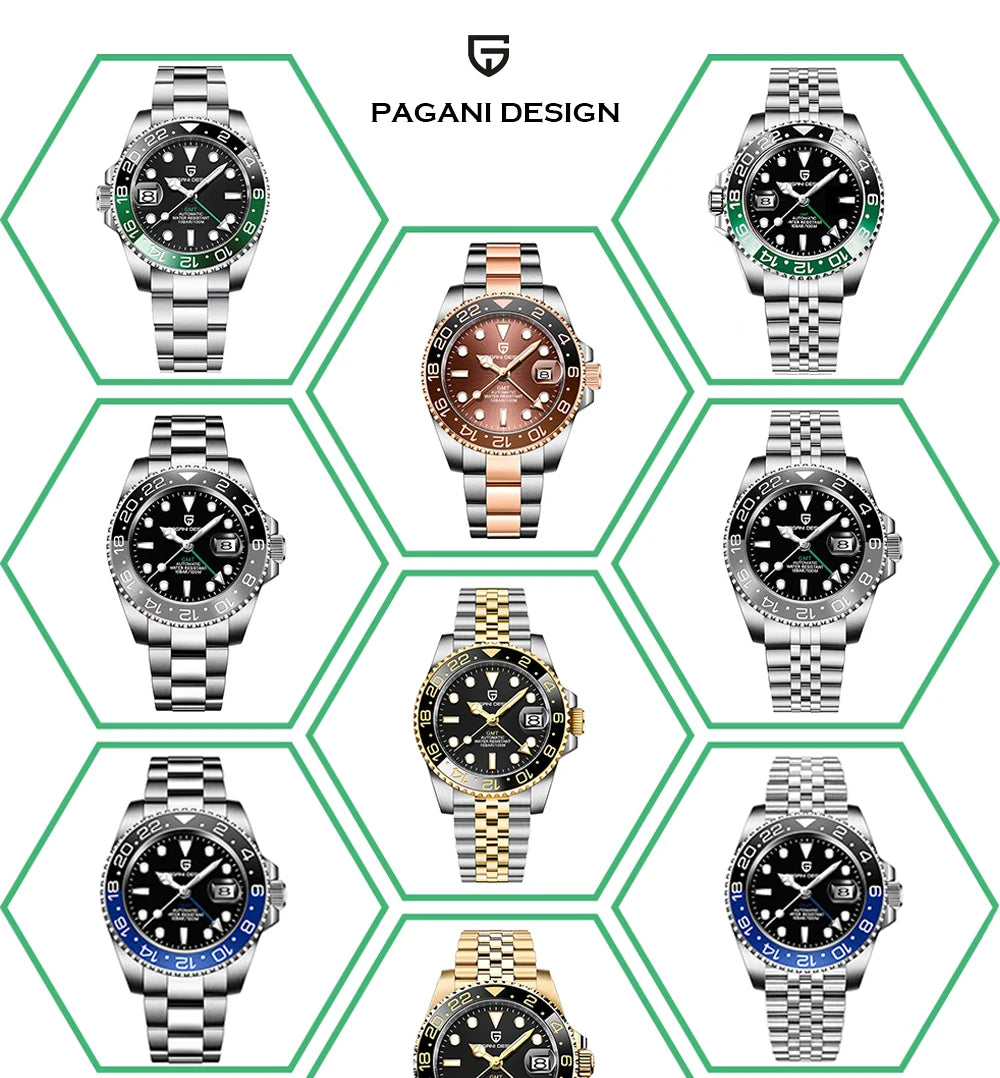 PAGANI DESIGN Men Watch Original Automatic Mechanical Watch For Man Scale Waterproof Luminous StainlessSteel watch Reloj PD-1662