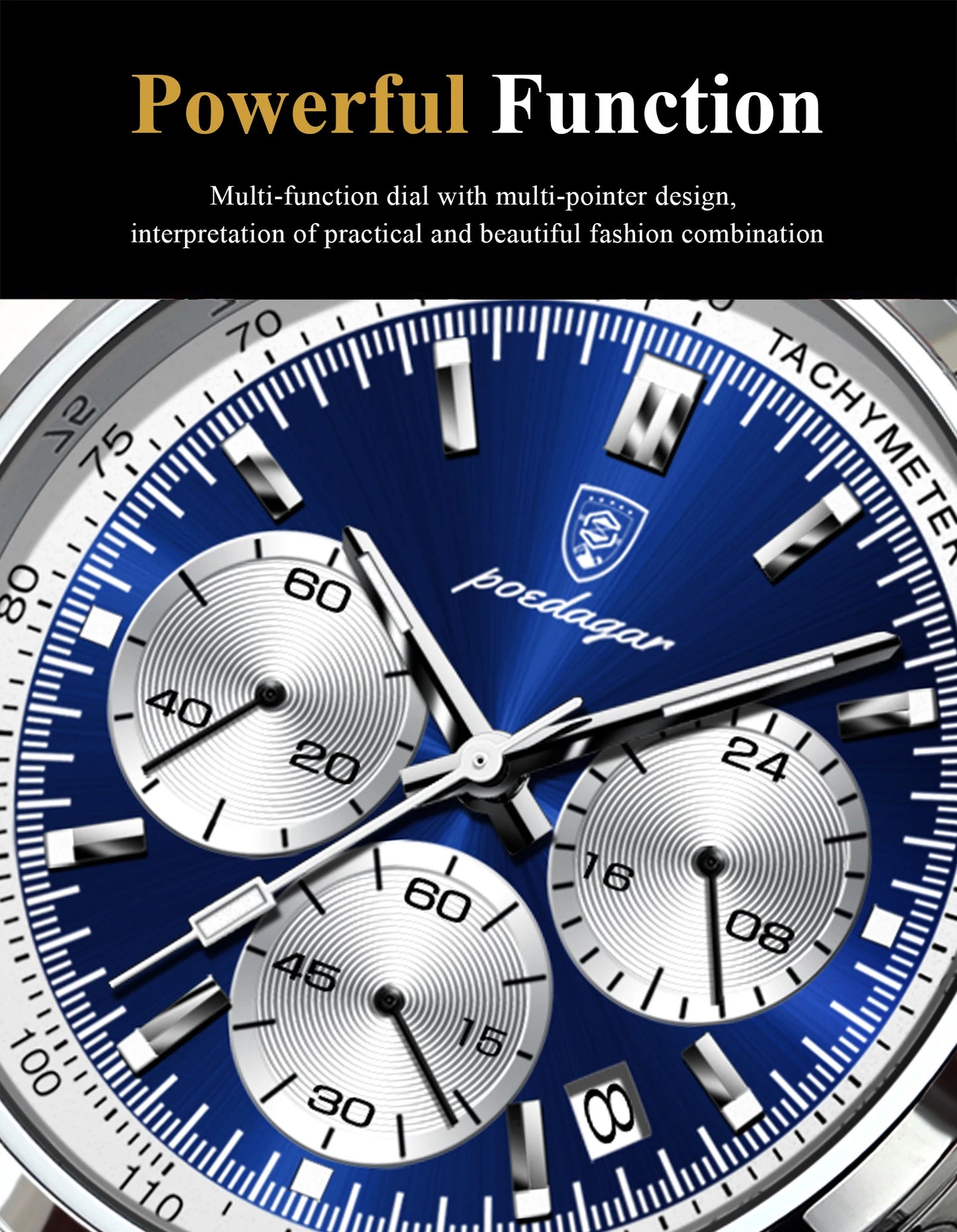 POEDAGAR Top Brand Luxury Man Watches Waterproof Luminous Date Chronograph Men's Quartz Watch Stainless Steel Sports Men Watch