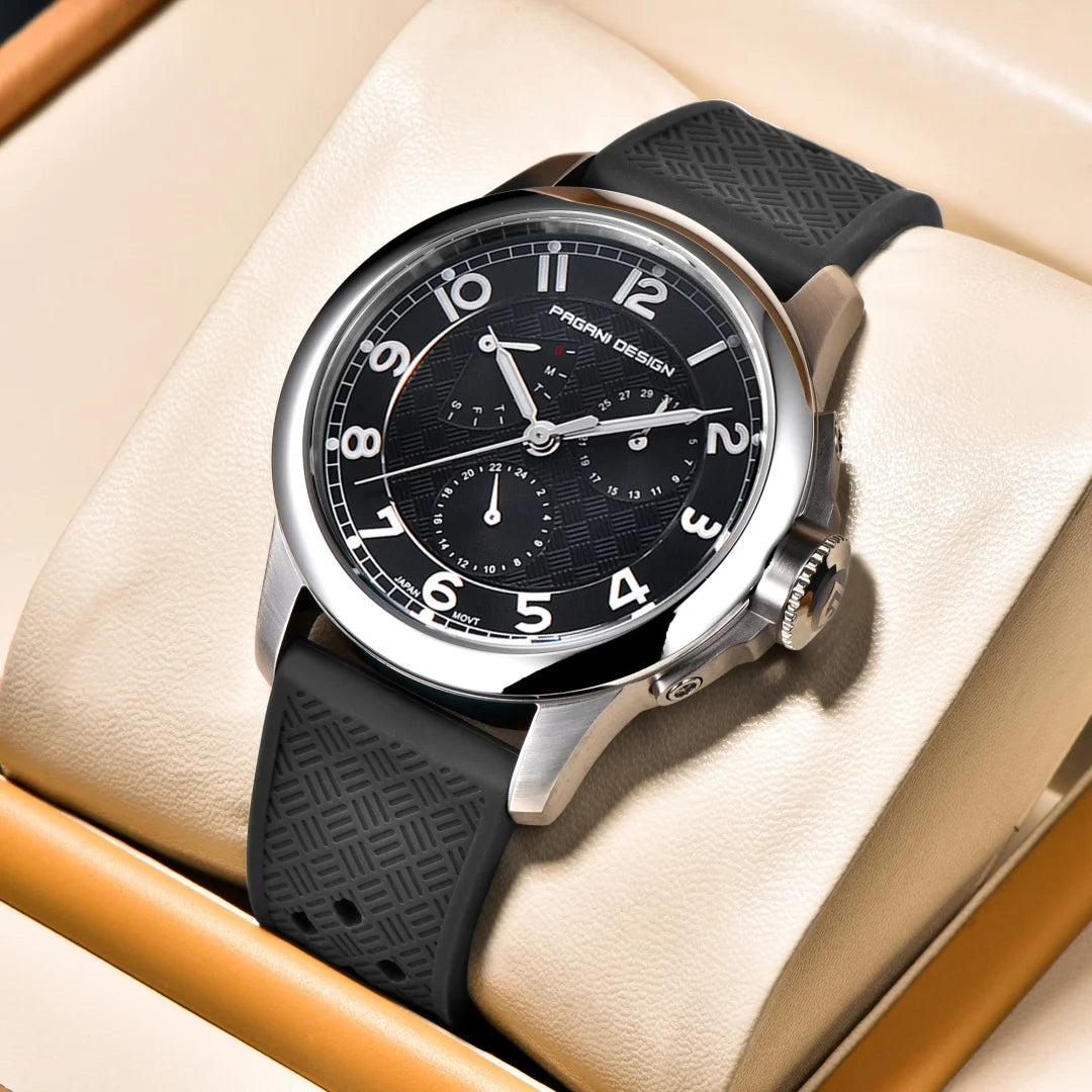 PAGANI DESIGN 2024 New Men's Quartz Watches VH88 Multifunction Stainless Steel Sapphire Business Sport Clock Watch for Men