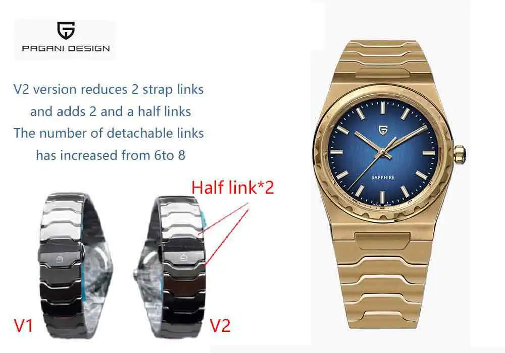 PAGANI DESIGN 2025 New Thin 7mm Fashion Men's Quartz Watch 10Bar Waterproof Stainless Steel Sapphire C3 Upgrade V2 reloj hombre