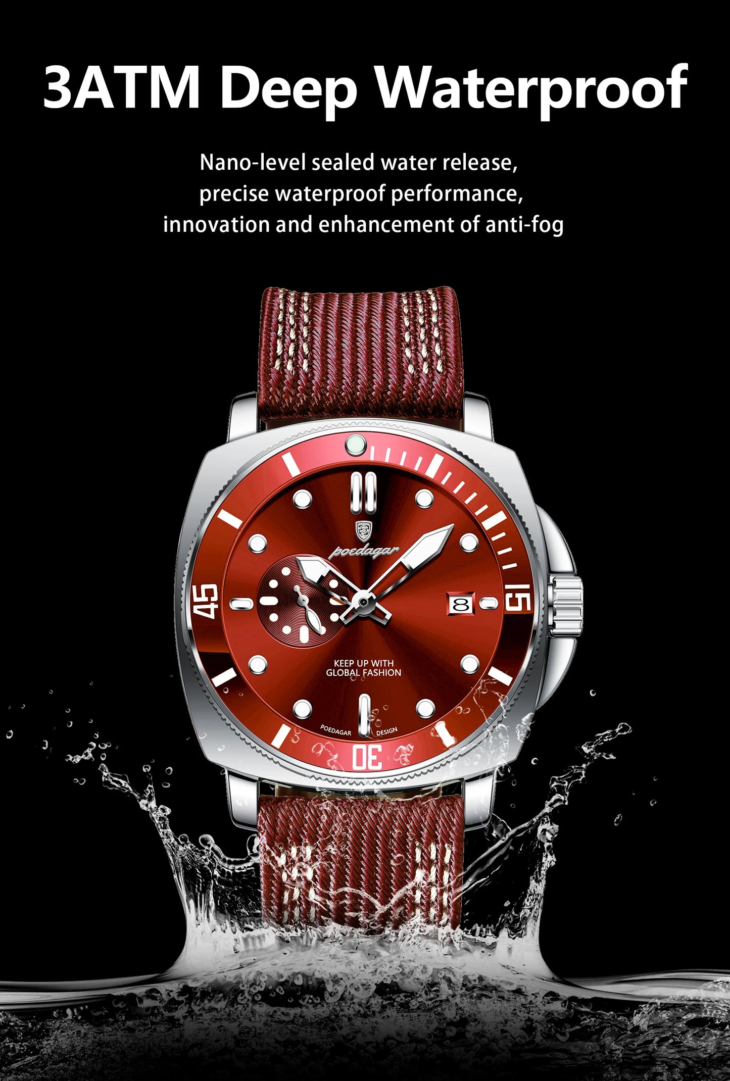 POEDAGAR Luxury Fashion Man Watch Luminous Waterproof Date Sport Watches For Men Nylon Leather Quartz Business Men's Clock Reloj