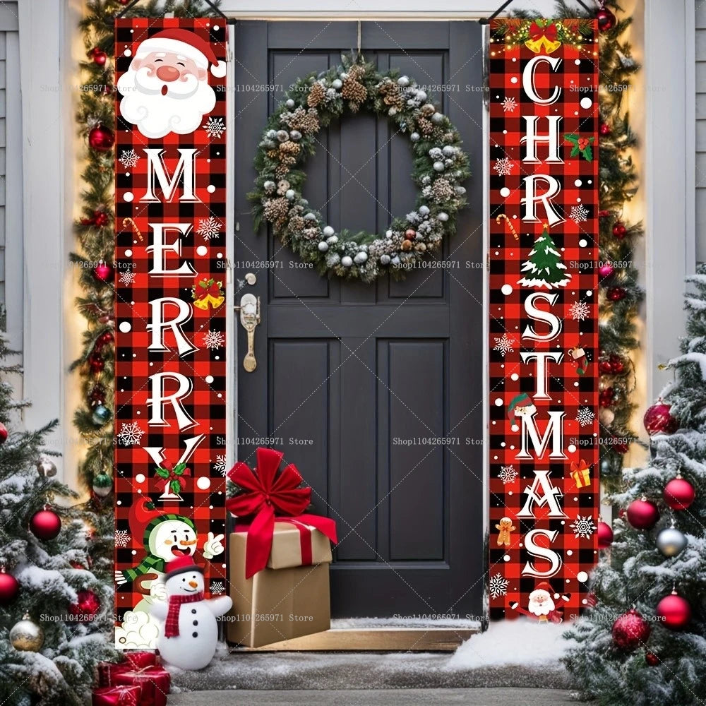 Christmas Door Banner Door Couplet Merry Christmas Decoration For Home 2025 Navidad Kerst Natal Noel Xmas Decor New Year 2026